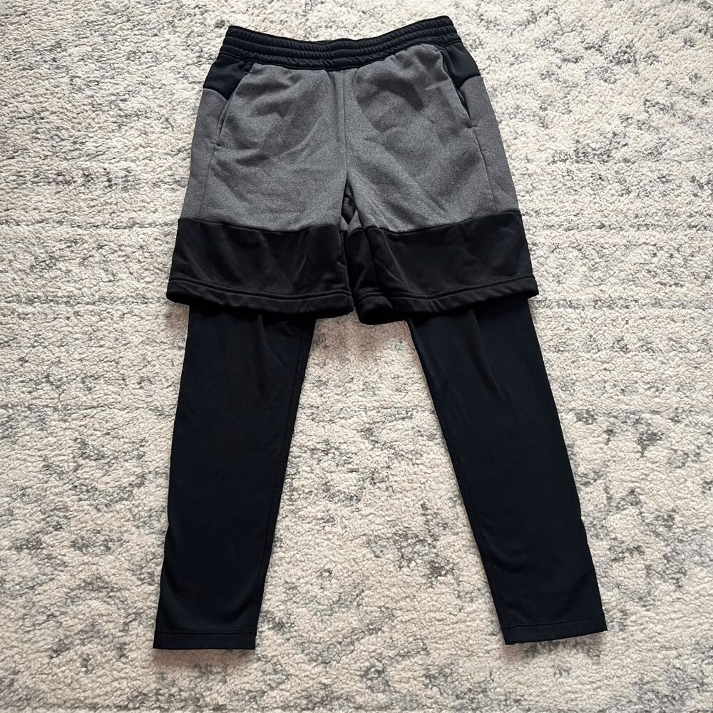 Techie Fleece 2-in-1 Gray Shorts + Black Leggings Kids L 10
